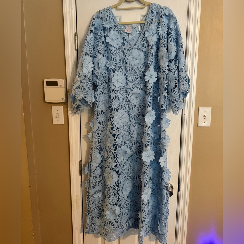 Tela Light Blue Lace Caftan - Picture 2 of 4